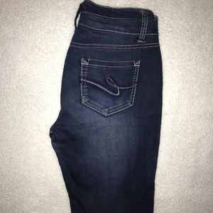 High waist blue skinny jeans